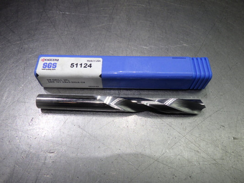 Kyocera SGS 3/8" 2 Flute Carbide 5xD Drill 3/8" Shank 51124 (LOC1104A)