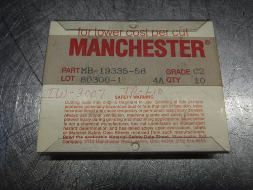 Manchester Carbide Grooving Inserts QTY10 MB-19335-56 C2 (LOC2544)