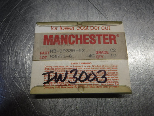 Manchester Carbide Grooving Inserts QTY10 MB-19335-52 C2 (LOC2544)
