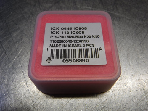 Iscar SumoCham 0.445" Carbide Drill Tip Inserts QTY2 ICK 0445 IC908 (LOC2125A)