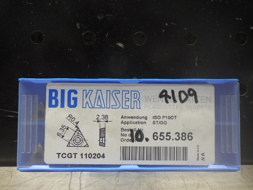 Kaiser Carbide Inserts QTY10 10.655.386 / TCGT 110204 (LOC1279B)