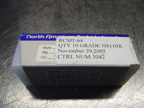 North American Carbide Inserts QTY10 RCMT64 NS110X (LOC1277B)