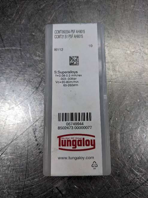 Tungaloy Carbide Inserts QTY10 CCMT 060204PSF / CCMT 21.51PSF AH8015 (LOC2625)