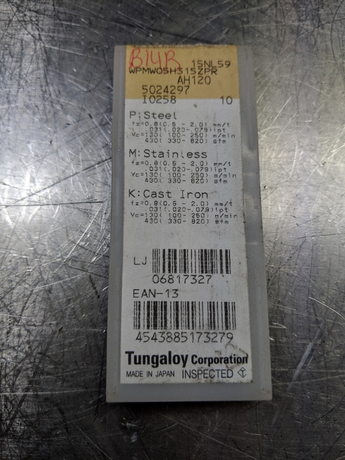 Tungaloy Carbide Inserts QTY10 WPMW 05H315ZPR AH120 (LOC235)