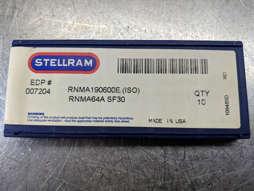 Stellram Carbide Inserts QTY10 RNMA190600E / RNMA64A SF30 (LOC1181B)