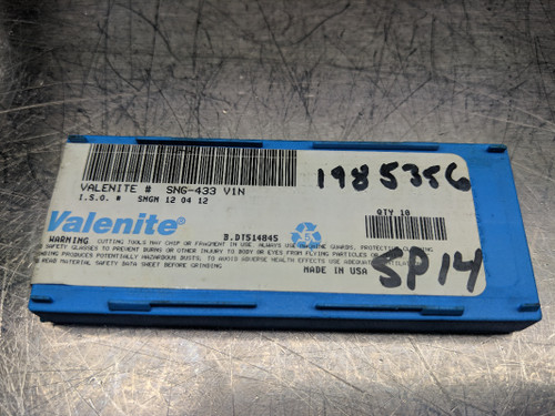 Valenite Carbide Inserts QTY10 SNG-433 / SNGN 12 04 12 V1N (LOC893B)