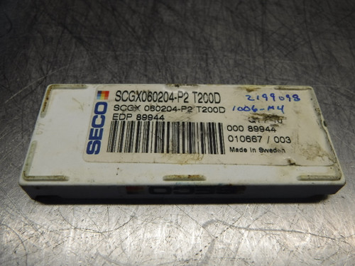 SECO Carbide Inserts QTY10 SCGX060204-P2 T200D (LOC1131B)
