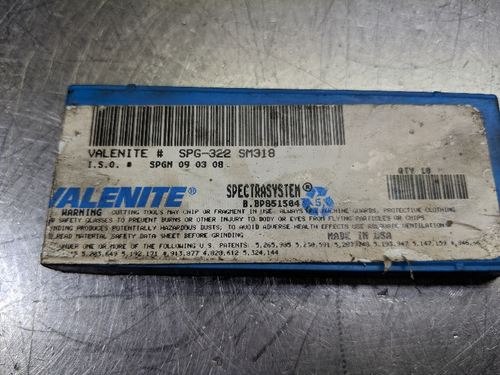 Valenite Carbide Inserts QTY10 SPG 322 / SPGN 090308 SM318 (LOC2983D)
