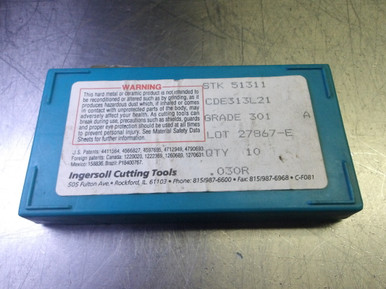10x Ingersoll CDE 323R32 301 Carbide Milling Inserts - H1662 Grade