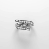 Frammenti ring in 18k white gold with 0.75 carat diamonds, top view showcasing hand-set gems, luxury Italian jewelry.