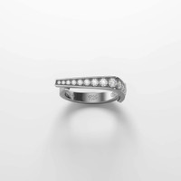 Frammenti diamond ring in 18k white gold with 0.42 carat diamonds, luxury Italian handcrafted jewelry.