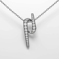 Frammenti diamond pendant in 18k white gold with 0.9 carat diamonds, luxury Italian handmade jewelry.