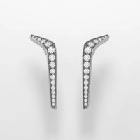 Frammenti drop earrings in 18k white gold with 1 carat diamonds hand-set, Italian artisanal fine jewelry.