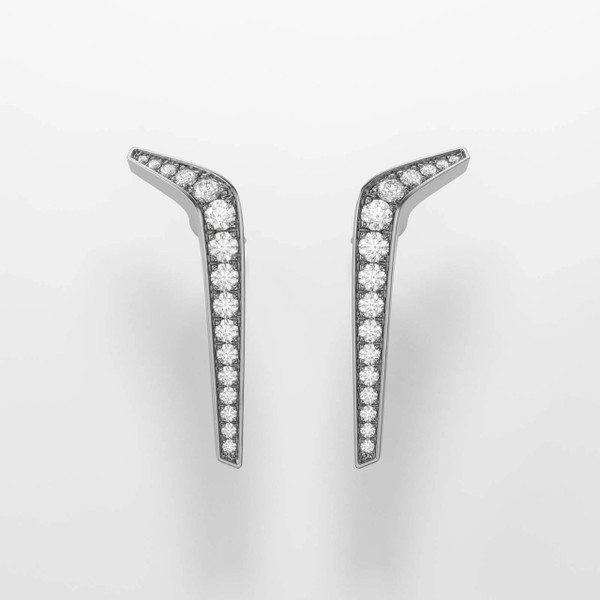 Frammenti drop earrings in 18k white gold with 1 carat diamonds hand-set, Italian artisanal fine jewelry.