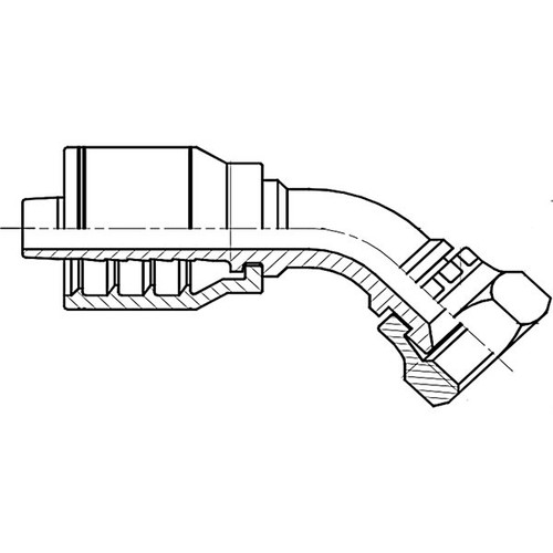 0404 JIC FEMALE SWIVEL 45D BENT TUBE M