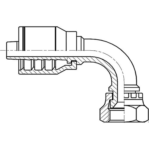 0404 JIC FEMALE SWIVEL 90D BENT TUBE M