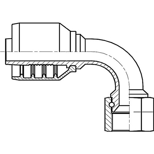 2424 JIC FEMALE SWIVEL 90D BENT TUBE M