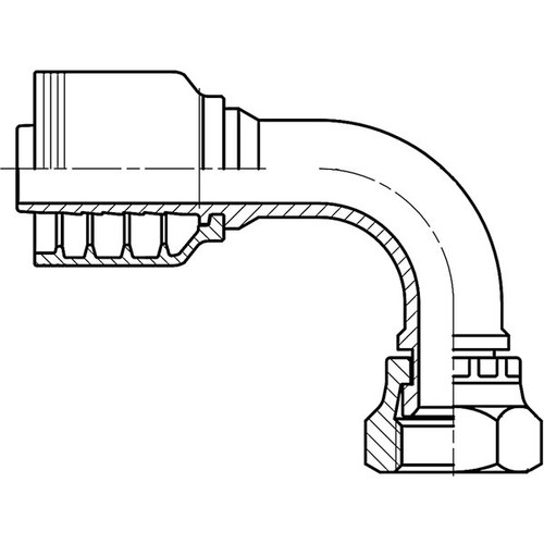 2424 JIC FEMALE SWIVEL 90D BENT TUBE M