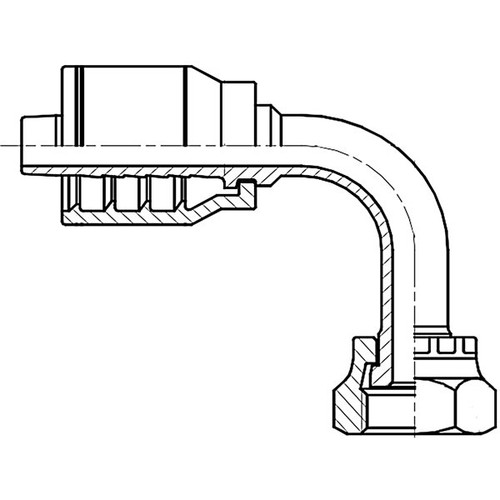 0606 ORFS FEMALE SWIVEL 90D BENT TUBE
