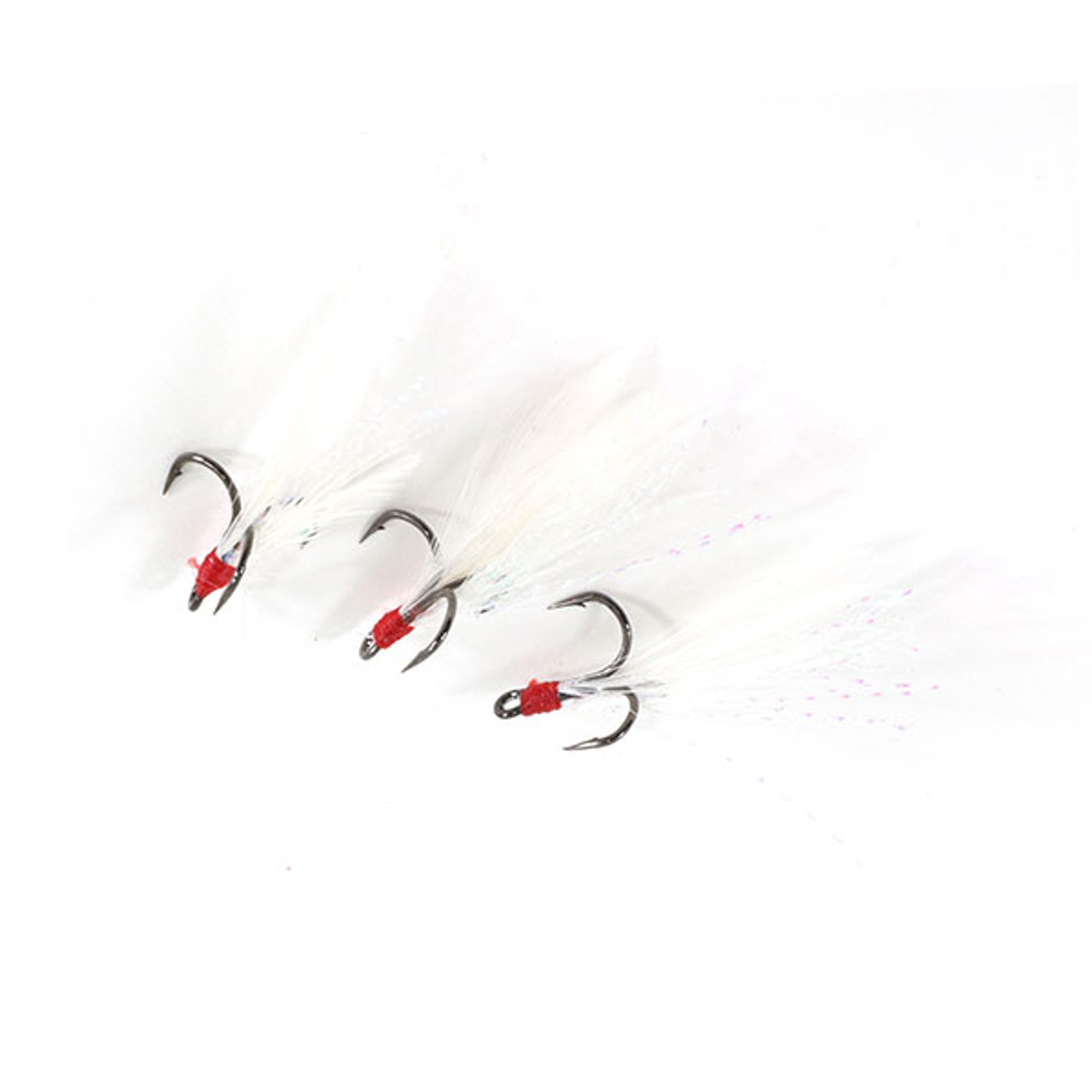 Feathered Gaff White Treble Hooks by Clam Outdoors