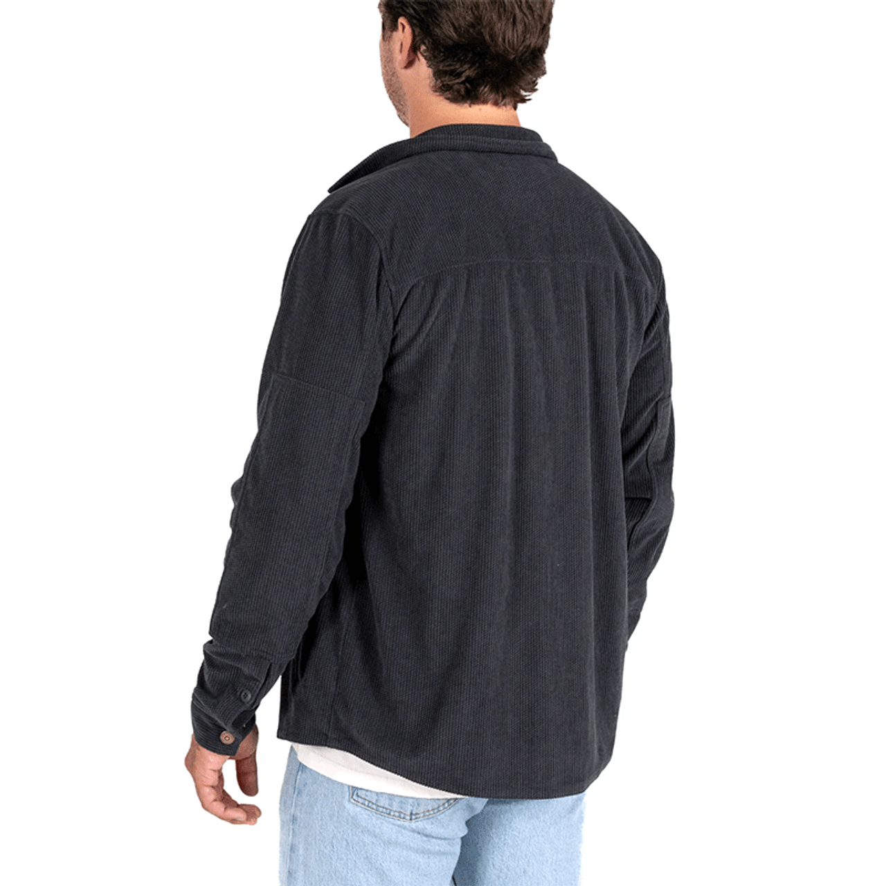 Delano Iron Grey Cord Jacket - Model Back