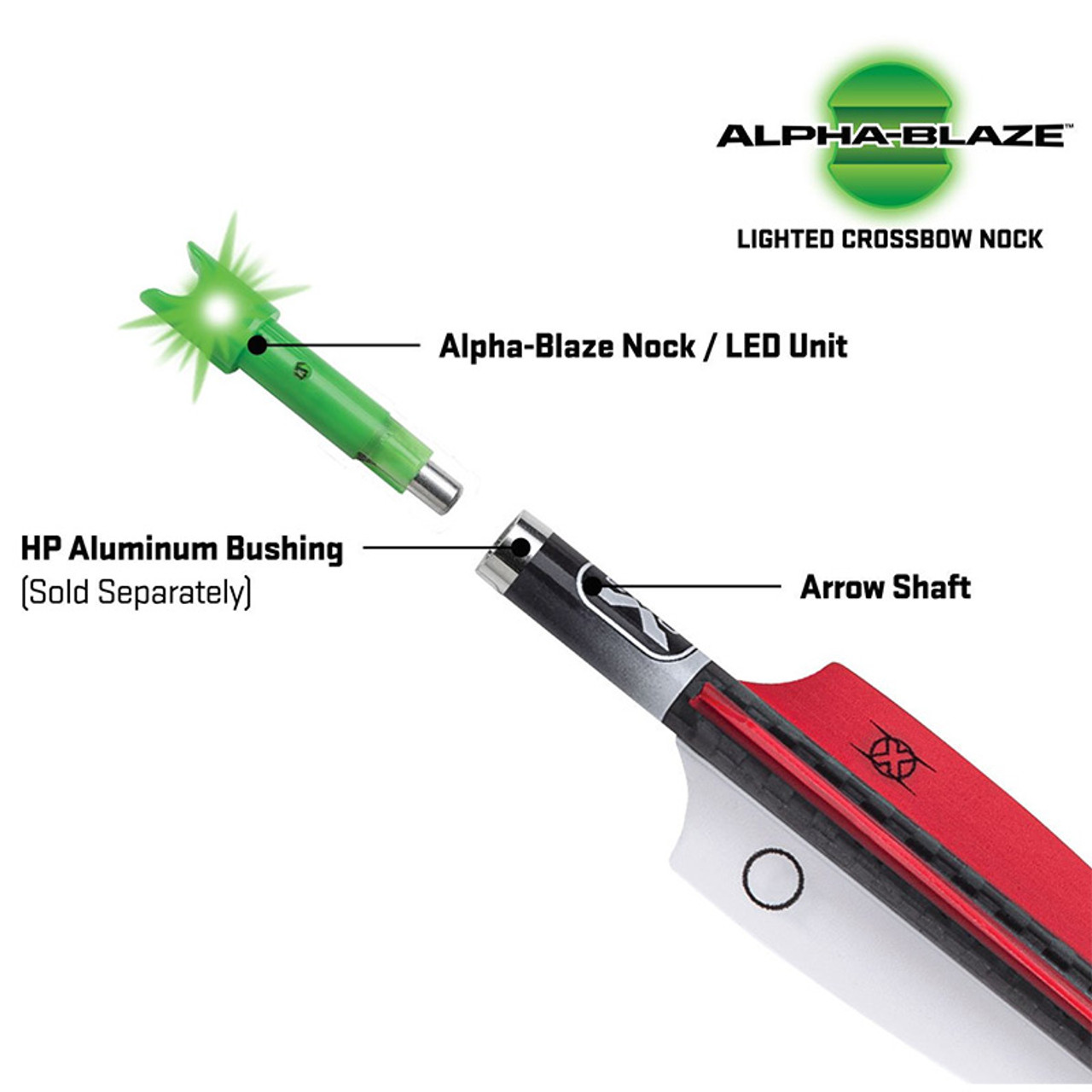 Alpha-Blaze Green Lighted Crossbow Nocks 3-Pack by TenPoint - Diagram Alpha-Blaze Green Lighted Crossbow Nocks 3-Pack by TenPoint - Diagram