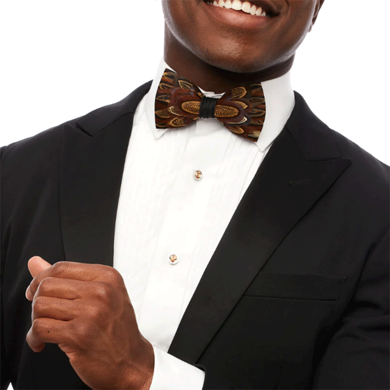 Pheasant Bow Tie - Modeled