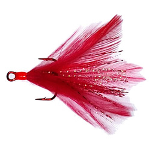 Dressed Red Feather/Red Treble Hooks (102RR) by Mustad