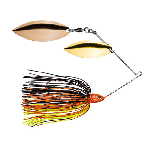 Flesh Spinnerbait - Smooth Gold Willow and Nickel Colorado Blades