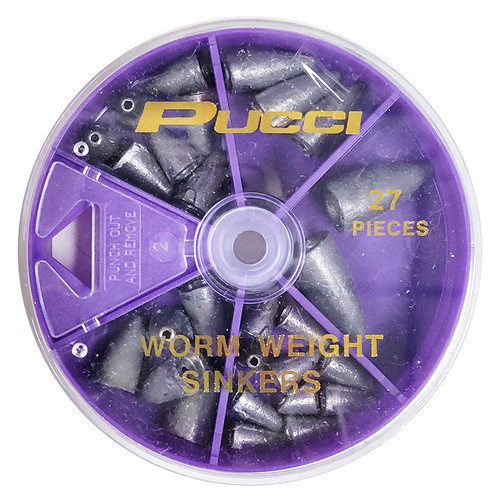 Pucci Worm Weight Sinkers 27-Piece Assortment by P-Line
