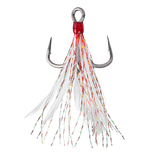 In-Line Triple Grip Red Tinsel Feathered Treble Hooks ITG76F by Mustad In-Line Triple Grip Red Tinsel Feathered Treble Hooks ITG76F by Mustad