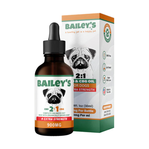 Bailey's Full Spectrum Extra Strength 2:1 CBD/CBG Hemp Oil for Dogs 900mg 30ml