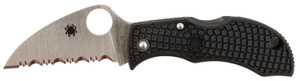 Spyderco MBKWSB Manbug Folding Knife – 1.91" Serrated Wharncliffe Black VG-10 Blade, Black FRN Handle