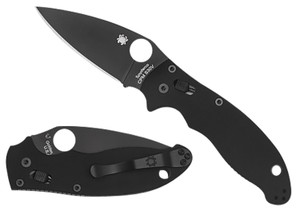 Spyderco C101GPBBK2 Manix 2 Folding Knife – 3.37" Black CPM S30V Blade, Black G-10 Handle