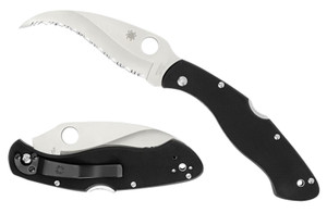 Spyderco C12GS Civilian Folding Knife – 4.09" Serrated VG-10 Blade, Black G-10 Handle