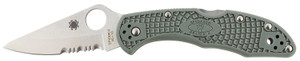 Spyderco C33PSFG Delica 4 Lightweight Folding Knife – 2.88" Part Serrated VG-10 Blade, Foliage Green Handle