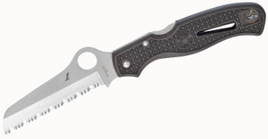Spyderco C89SBK Atlantic Salt Folding Knife – 3.69" Serrated H1 Sheepsfoot Blade, Black FRN Handle