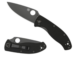 Spyderco C122GBBKPS Tenacious Folding Knife – 3.39" Part Serrated Black 8Cr13MoV Blade, Black G-10 Handle