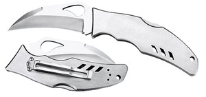 Spyderco BY07P Byrd Crossbill Hawkbill Folding Knife – 3.5" 8Cr13MoV Blade, Stainless Steel Handle