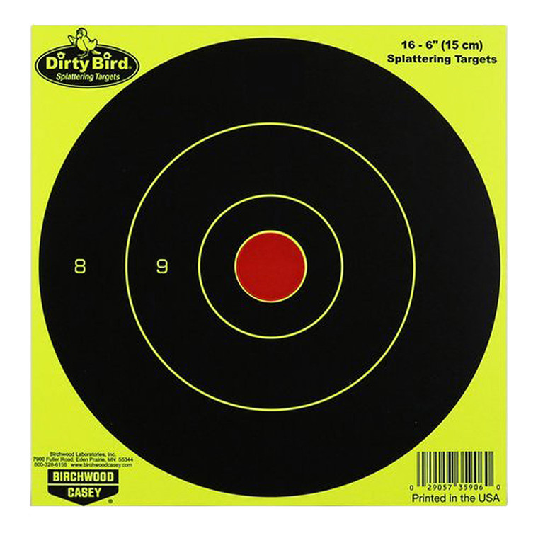 BIR 35906          DIRTYBRD 6" YELW BULLSEYE  16PK