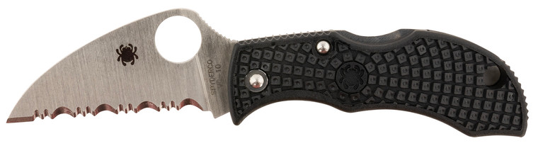 Spyderco MBKWSB Manbug Folding Knife – 1.91" Serrated Wharncliffe Black VG-10 Blade, Black FRN Handle