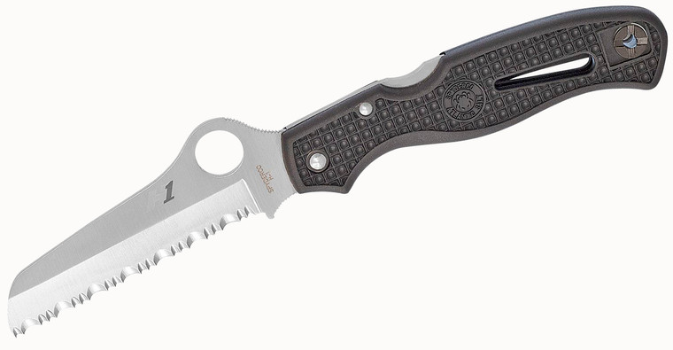 Spyderco C89SBK Atlantic Salt Folding Knife – 3.69" Serrated H1 Sheepsfoot Blade, Black FRN Handle