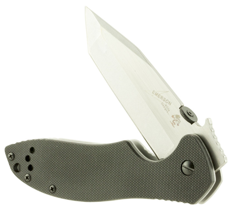 Kershaw 6034T CQC 7K 3.25" Folding American Tanto Plain Satin/Stonewashed 8Cr14MoV SS Blade Bead Blasted/Black G10/SS Handle