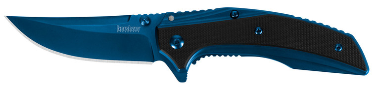 Kershaw 8320 Outright 3" Folding Trailing Point Plain Blue PVD 8Cr13MoV SS Blade Black/Blue G10/SS Handle