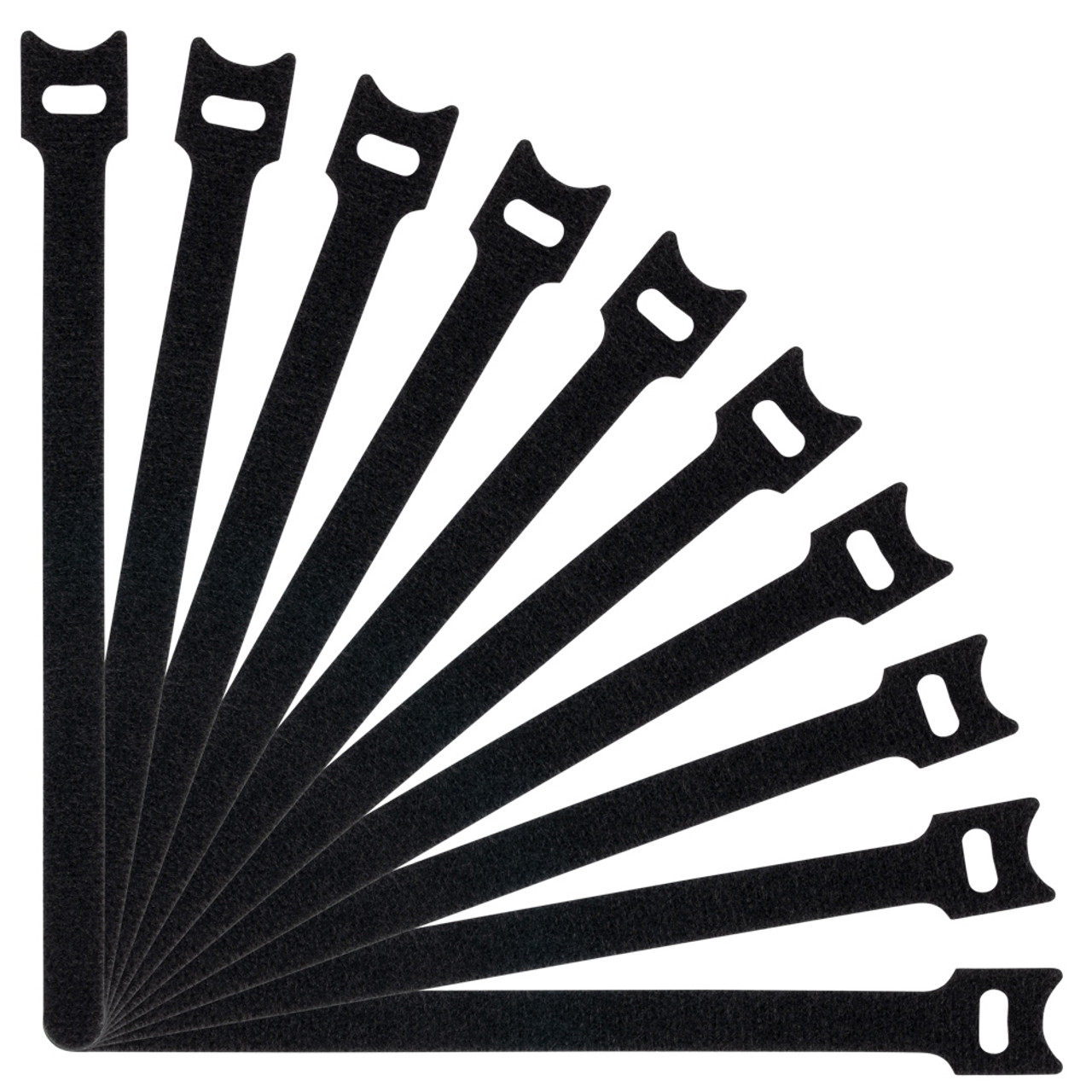 NavePoint 8 Inch Hook and Loop Cable Ties Black - 25 Pack