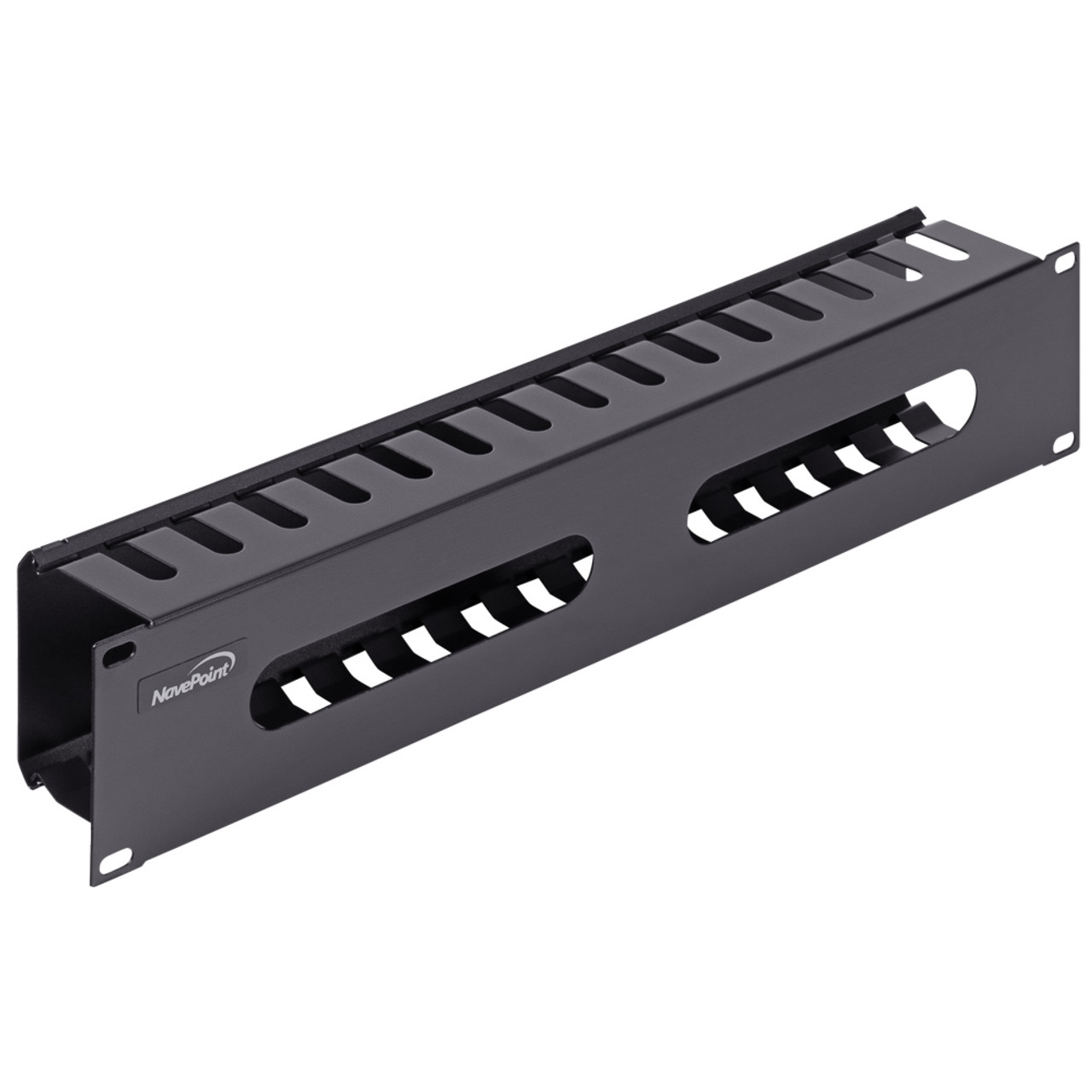 NavePoint 2U Horizontal Steel Cable Management Raceway 2.5 inches