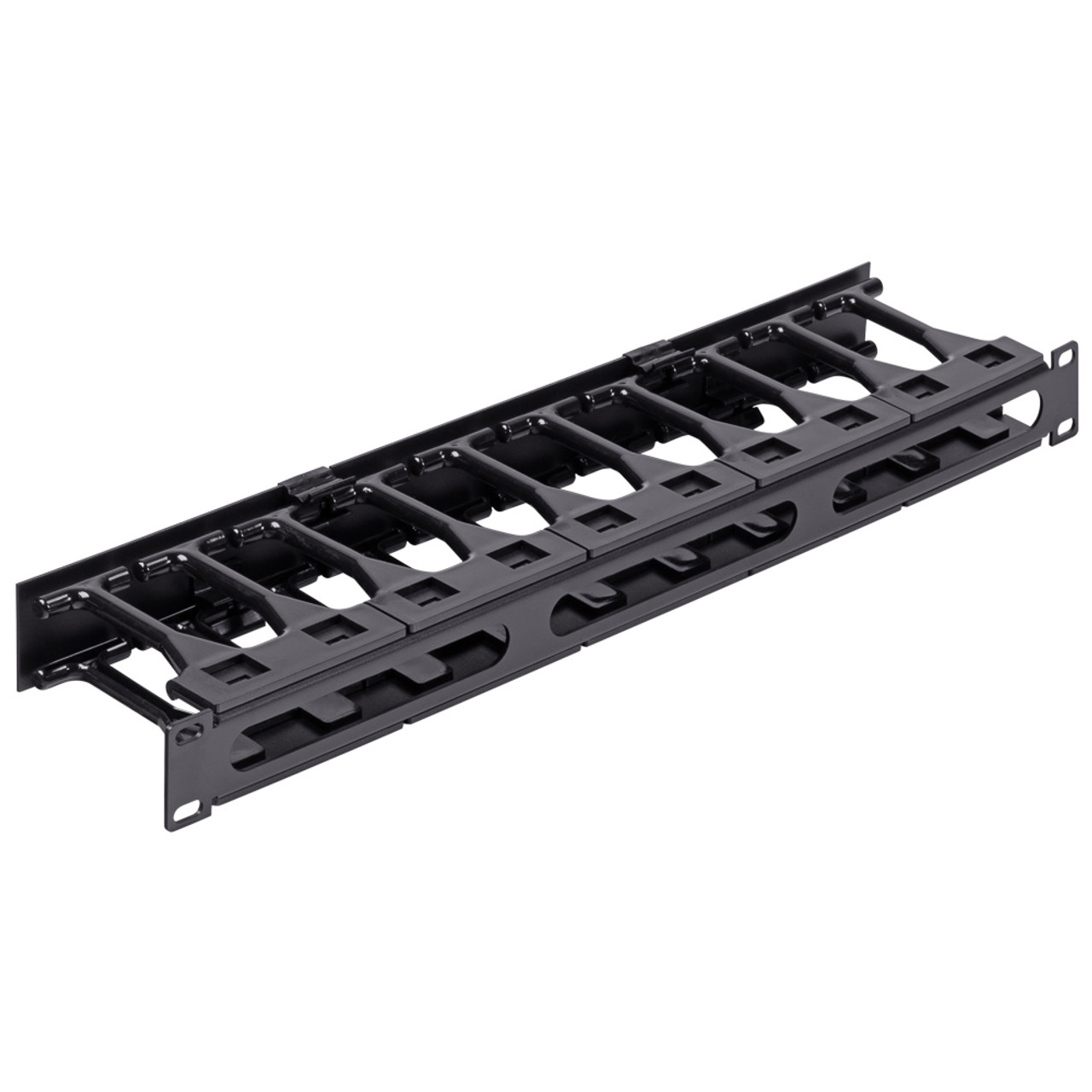 NavePoint 1U Horizontal Plastic Cable Management Raceway 4 inches deep,  Black: Rack Mount - Horizontal