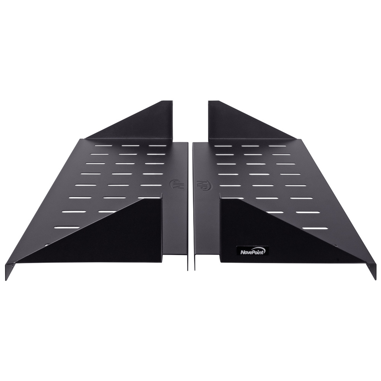 NavePoint 2U Cantilever Center Weighted Shelf (Slotted Venting) 20" Depth 2 Piece Set