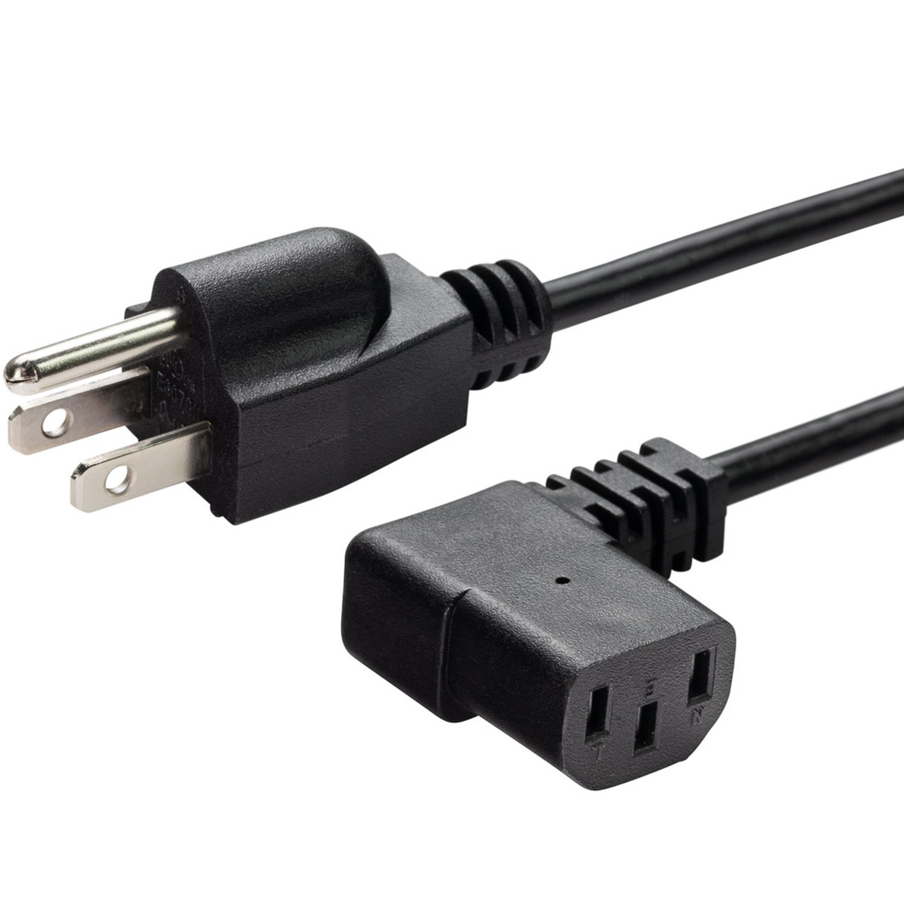 NavePoint 3-Prong AC Right Angle Power Cord 15 Ft Black