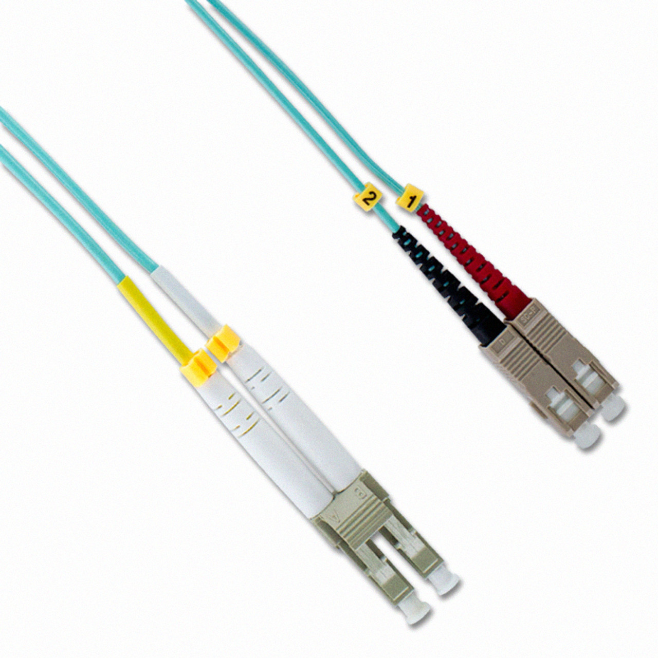 NavePoint LC-SC 10GB Fiber Optic Cable Duplex 50/125 Multimode 3M Aqua